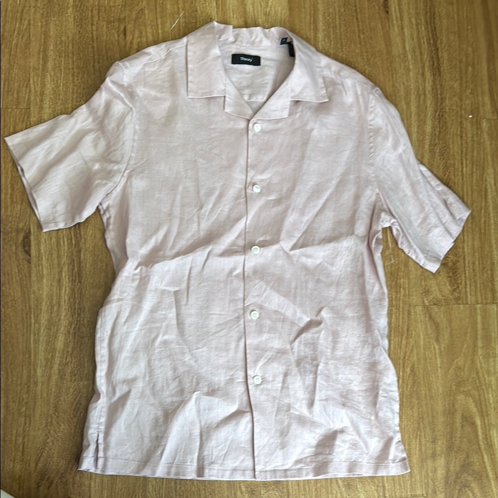 Theory Men's Casual Button Down Shirt - Light Pink